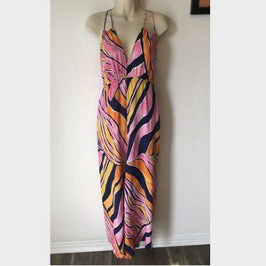 Anthropologie Maeve Wide Leg Finley Jumpsuit Pink Blue Orange Sz 6 M, Resortwear